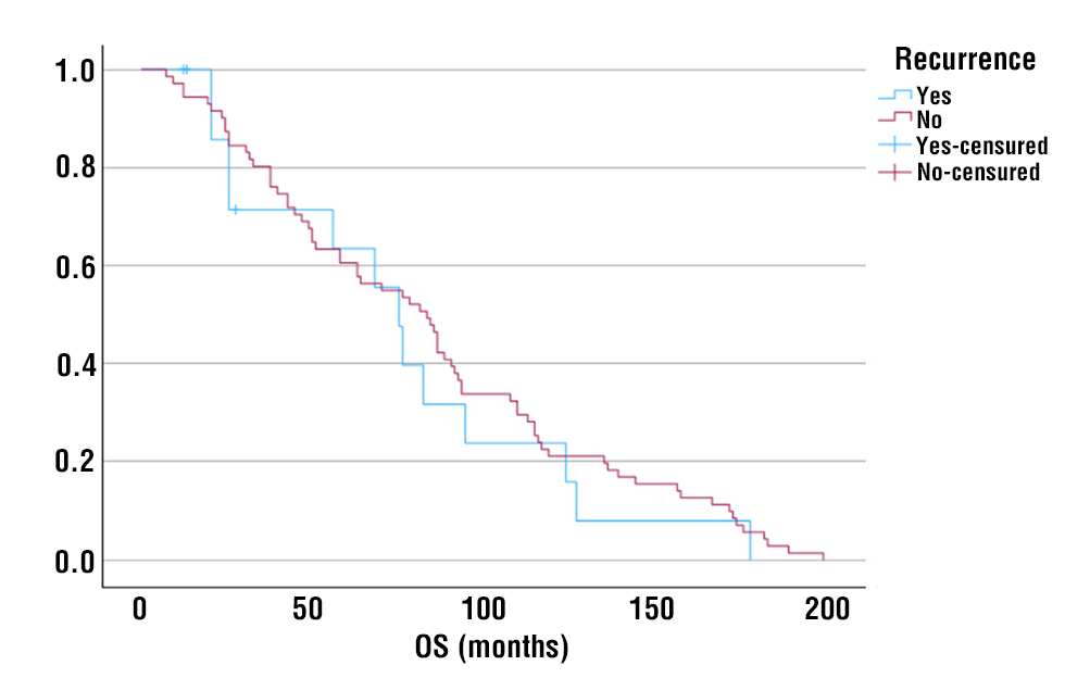 Figure 1 – Overall survival stratified by disease recurrence