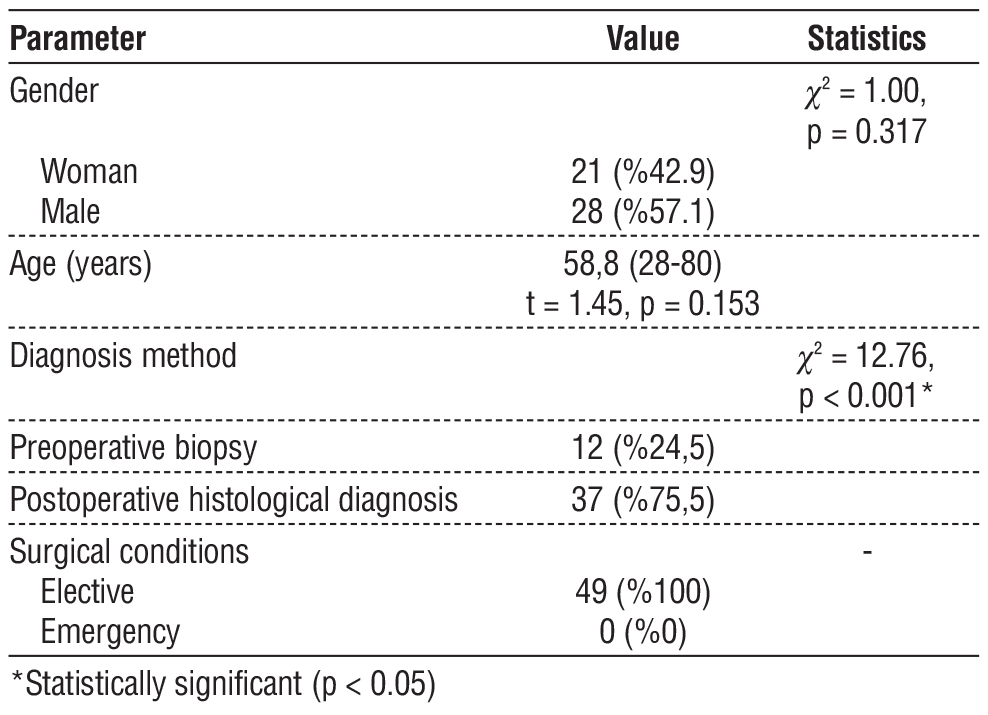 <strong>Table 1 - Demographic and clinical characteristics of the patients</strong>